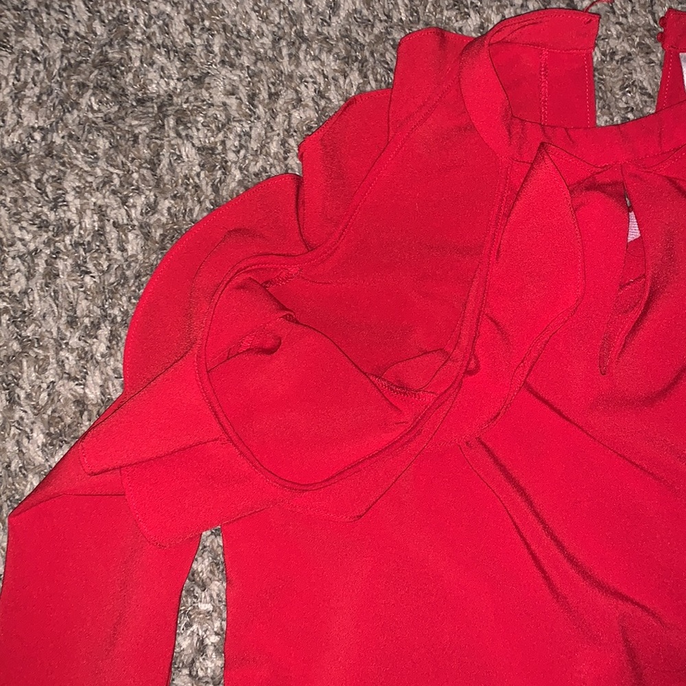 Red Cold Shoulder Dress - Picture 3 of 4